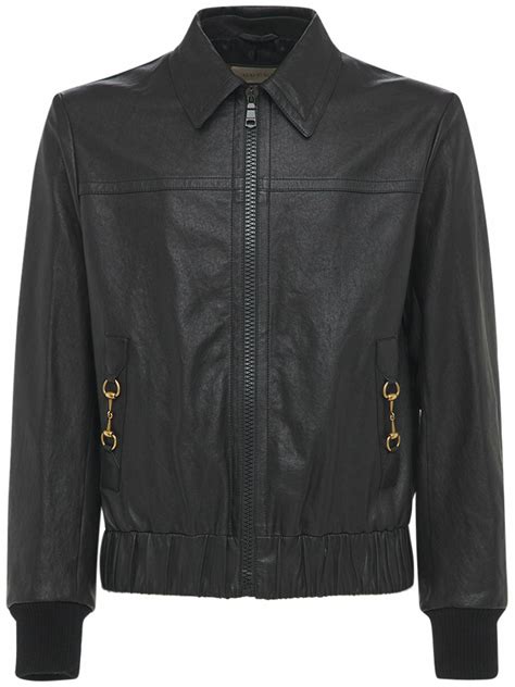 gucci jas grijs|gucci leather bomber jacket.